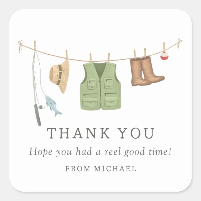 Fiskets Födelsedagsfest Fyrkantigt Klistermärke (Framsida)