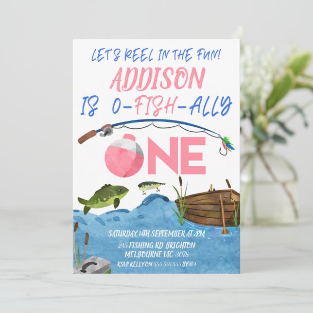Fiskets Rosa i Roligt på fiskal födelsedag Inbjudningar (Stående Fram)