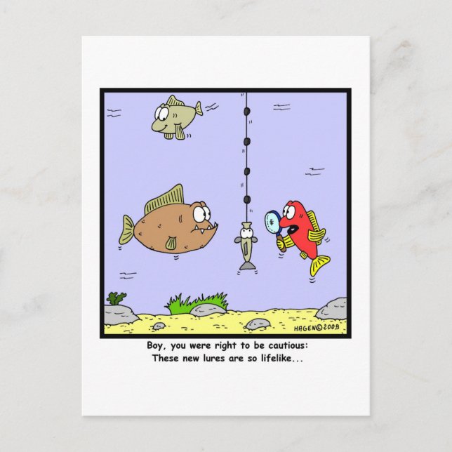 Fiskets Tecknad: Lures Vykort (Framsida)