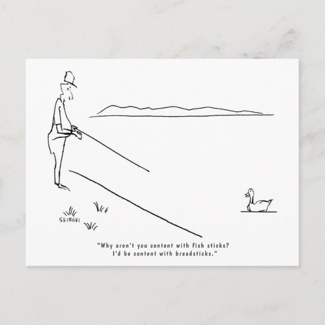 Fiskevykort med Sjö, fiskare och Anka Vykort (Framsida)