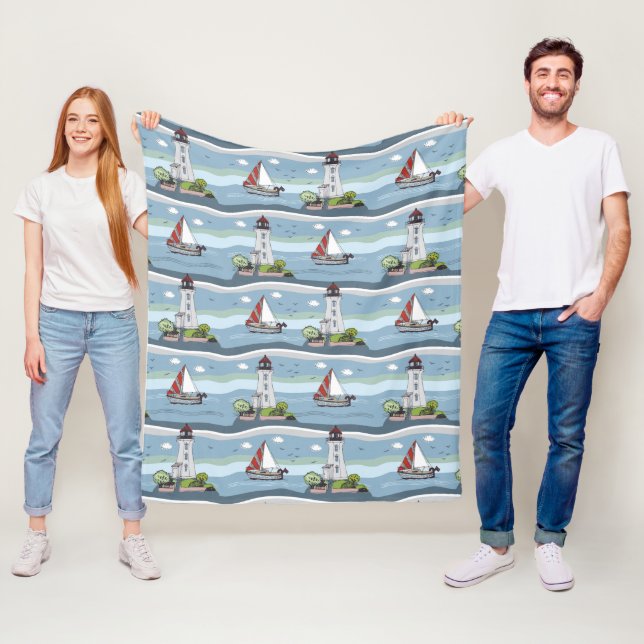 Fiskfiltar från Oceanen Mönster Fleecefilt (På plats)