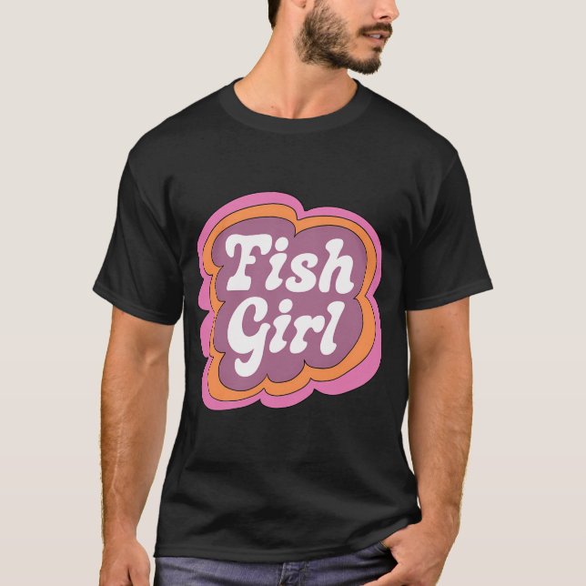 Fiskflicka (Lila på Rosa) T Shirt (Framsida)