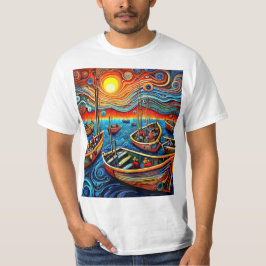Fiskflotta vid solnedgång t shirt
