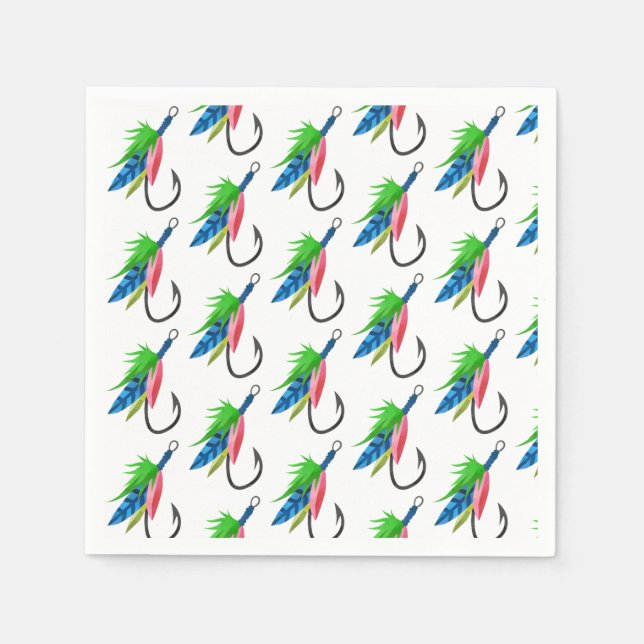 Fiskfödelsedag mönster Fisherman Mönster Pappersservett (Framsidan)