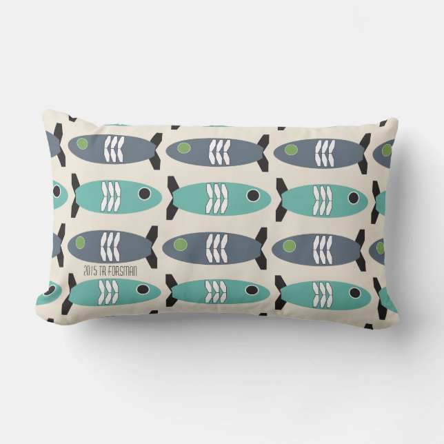 Fiskgeometrisk contemporary lumbarkudde (Framsida)