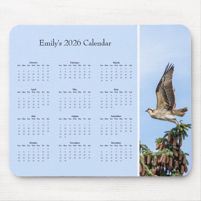 Fiskgjuse - Anpassningsbar heldags 2026-kalender Musmatta (Framsidan)