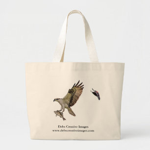 Fiskgjuse som jagas av en röd bevingad blackbird jumbo tygkasse