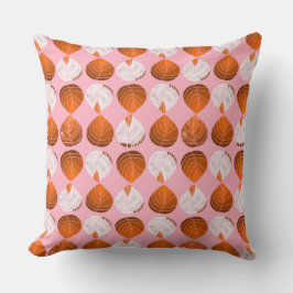Fiskhuvud Löv Brun Orange Vit Rosa Kudde