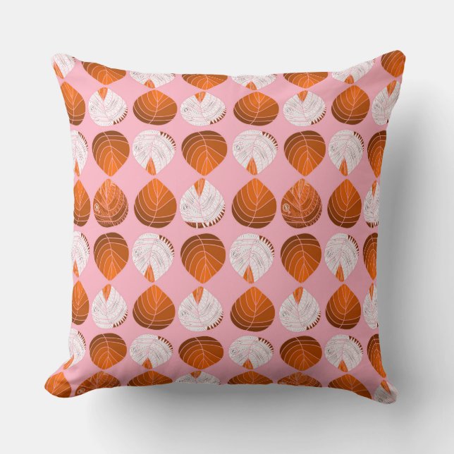 Fiskhuvud Löv Brun Orange Vit Rosa Kudde (Framsida)