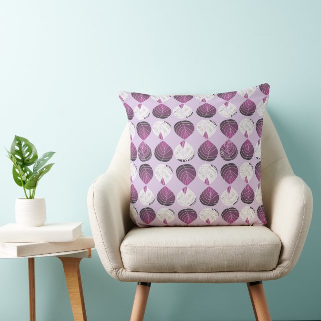 Fiskhuvud Löv Eggplant White Lilac Kudde (Stol)