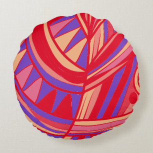 Fiskhuvud Löv Jazz V Orange Lila Red Rund Kudde