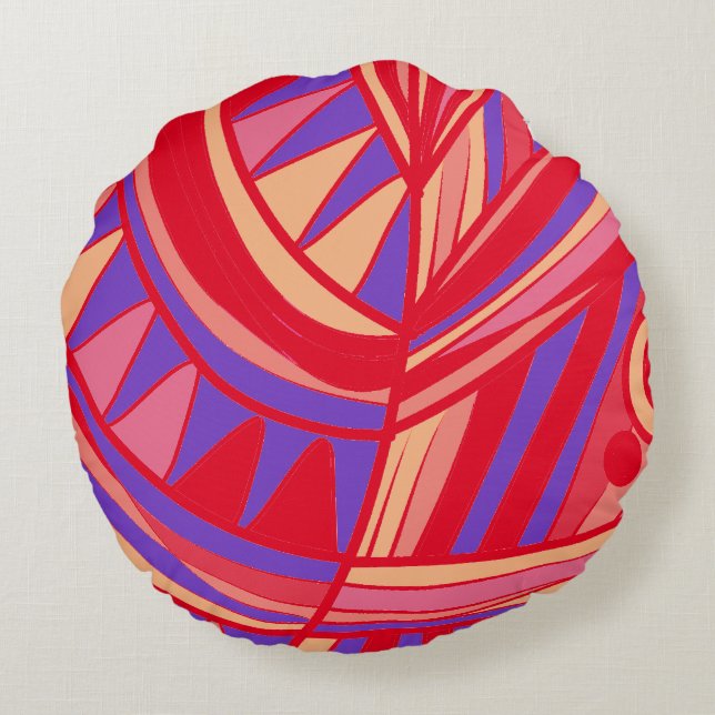 Fiskhuvud Löv Jazz V Orange Lila Red Rund Kudde (Baksidan)