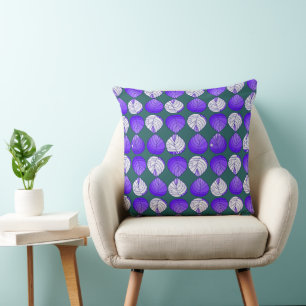 Fiskhuvud Löv Mörk Jade Lila Blue White Kudde