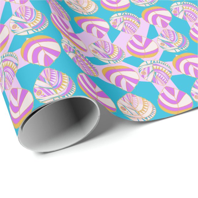 Fiskhuvud Löv New Lilac Guld Turcos Presentpapper (Rullad Hörn)