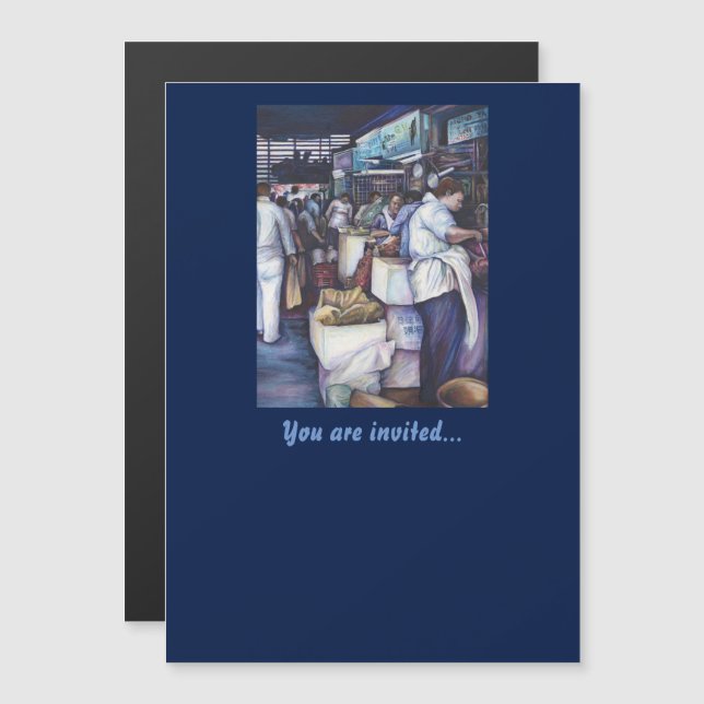 Fiskhuvud Soppa, Singapore Magnetisk Inbjudningskort (Fram/baksida)