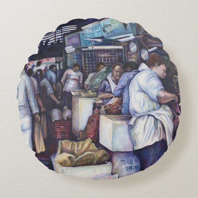 Fiskhuvud Soppa, Singapore Rund Kudde (Framsidan)