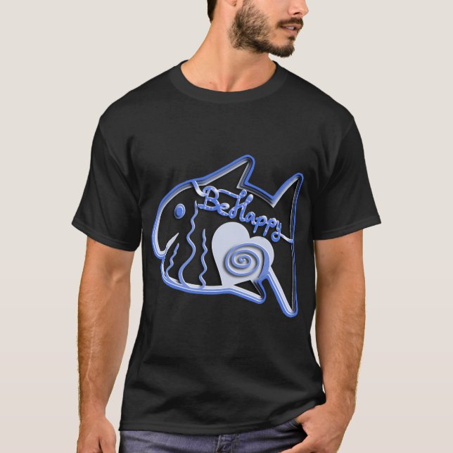 Fiskillustration blå t shirt (Framsida)