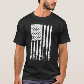 Fiskjakt Rod US Flagga Patriot T Shirt