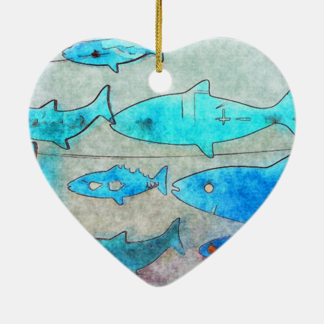 Fiskkeramiska prydnadsföremål julgransprydnad keramik (Baksidan)