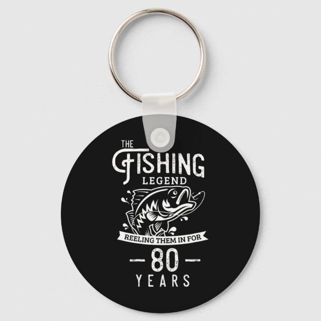 Fisklegend 80 år födelsedagspresent För fisk Nyckelring (Framsida)