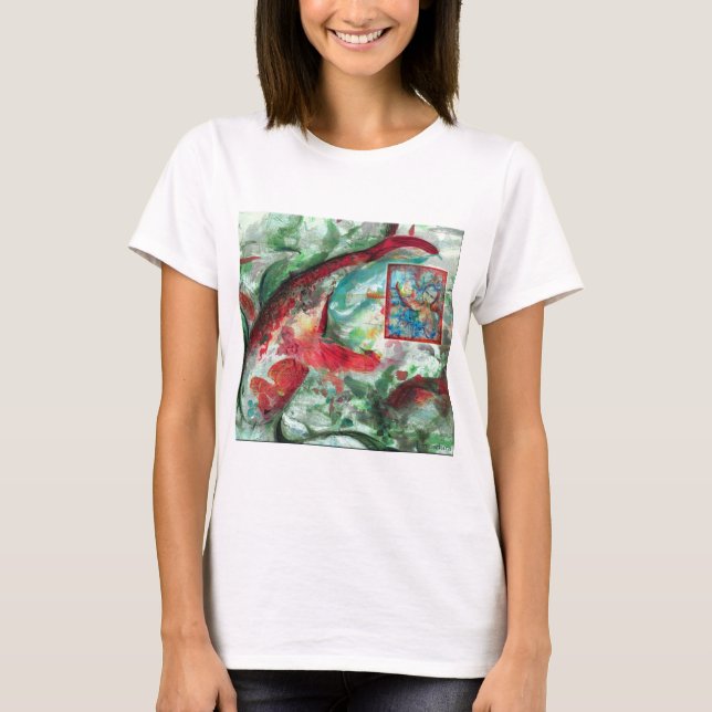Fiskmålarfärg för koi-karp t shirt (Framsida)