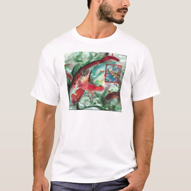 Fiskmålarfärg för koi-karp tee shirt (Framsida)