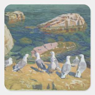 Fiskmås, 1910 fyrkantigt klistermärke