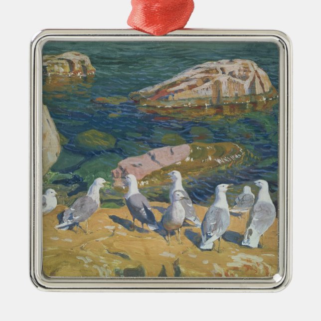 Fiskmås 1910 julgransprydnad metall (Framsidan)