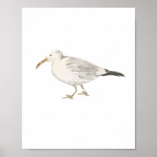 Fiskmås Beach Bird Painting Poster
