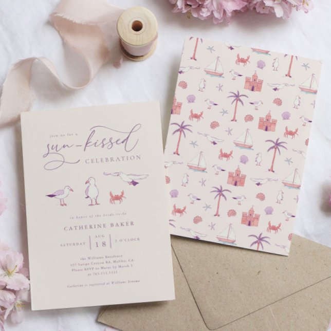 Fiskmås Beach Sol Kissed Inbjudningskort för möhip (Skapare uppladdad)