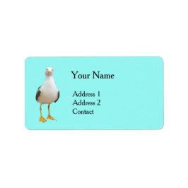 Fiskmås Bird on Turquise Adressetikett
