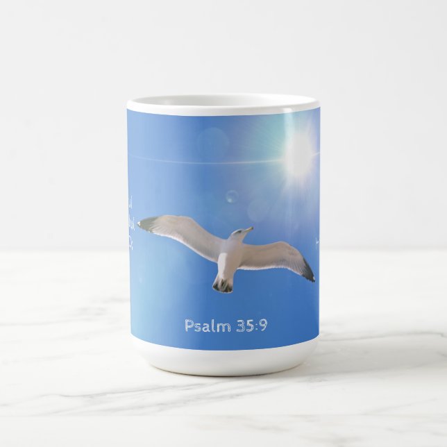 Fiskmås Bird Psalm Bible Verse Beach Mugg Kopp (Center)