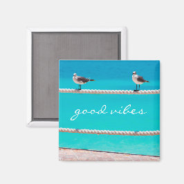 Fiskmås Birds Turcos Ocean Photo Good Vibes Magnet