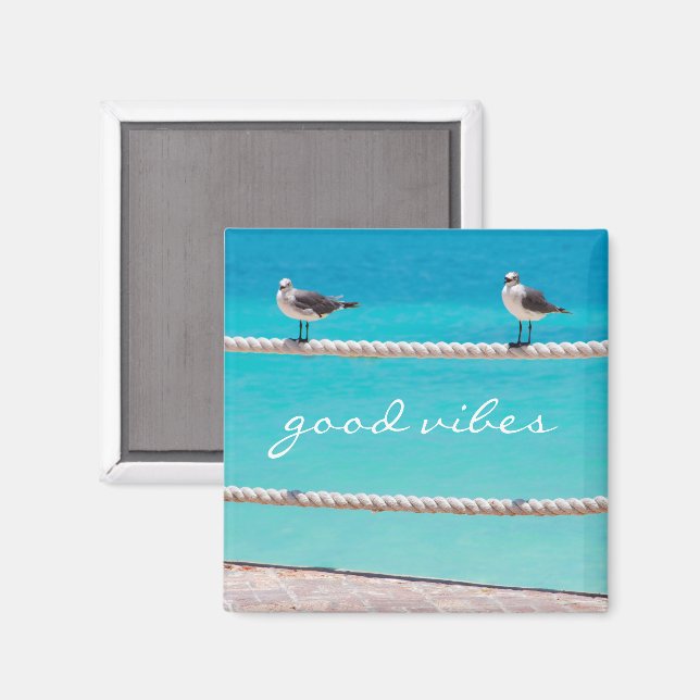 Fiskmås Birds Turcos Ocean Photo Good Vibes Magnet (Front/Back)