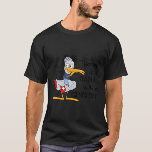 Fiskmås-citatet Lycklig som Fiskmås med Fransk grå T Shirt