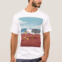 Fiskmås EEG a Chip på PEI Beach T-Shirt