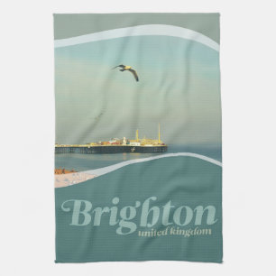 Fiskmås Flyin i Brighton Pier Kitchen Tea towel Kökshandduk