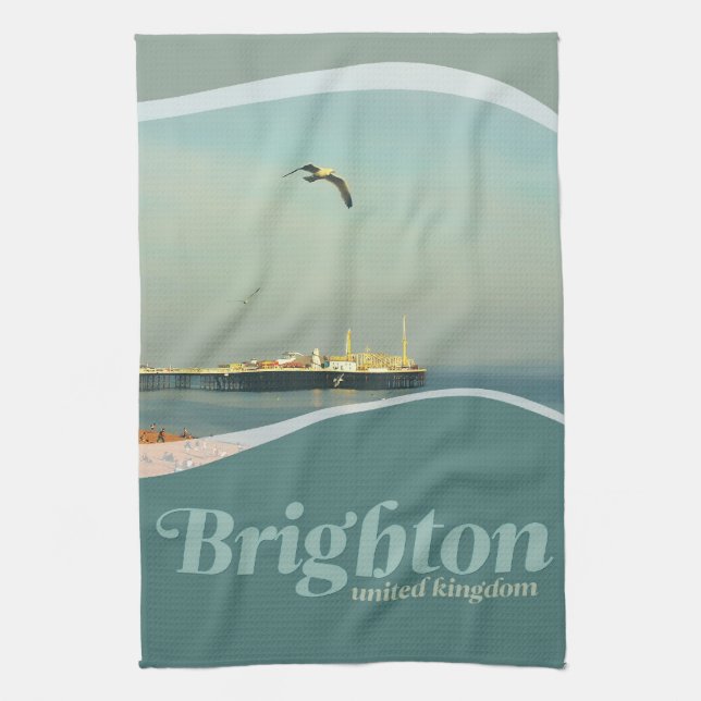 Fiskmås Flyin i Brighton Pier Kitchen Tea towel Kökshandduk (Vertikal)