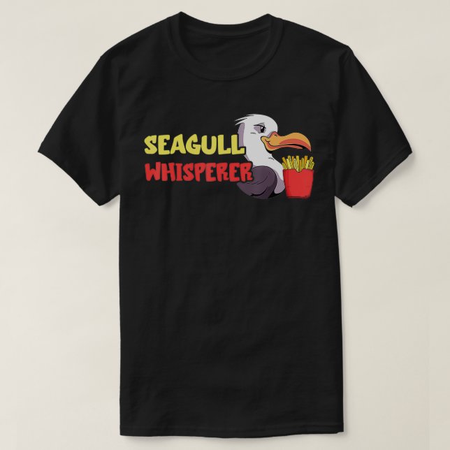 Fiskmås Fransk Fries Älskare Whisperer Fast Food d T Shirt (Design framsida)