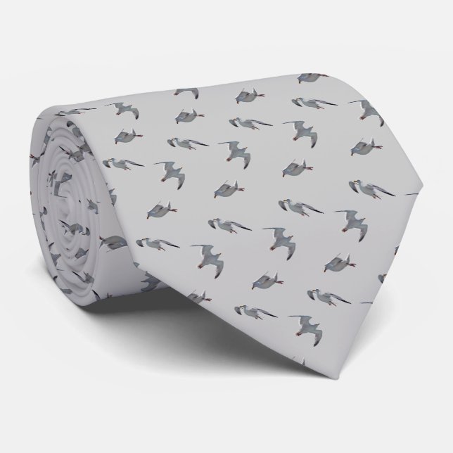 Fiskmås Frenzy Tie (lätt Grått) Slips (Rullad)