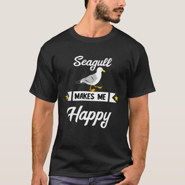 Fiskmås gör mig till Lycklig Fiskmås-sjöns fågelha T Shirt (Framsida)