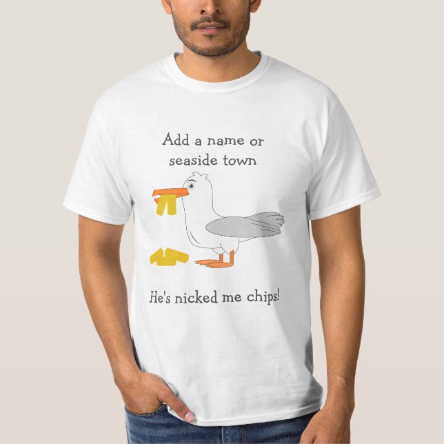 Fiskmås han är Nicked Me Chip T Shirt (Framsida)