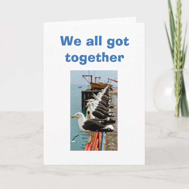 FISKMÅS HAR TILLSAMMANS OCH LANDAT FÖR BIRDAGKORT KORT (Framsida)