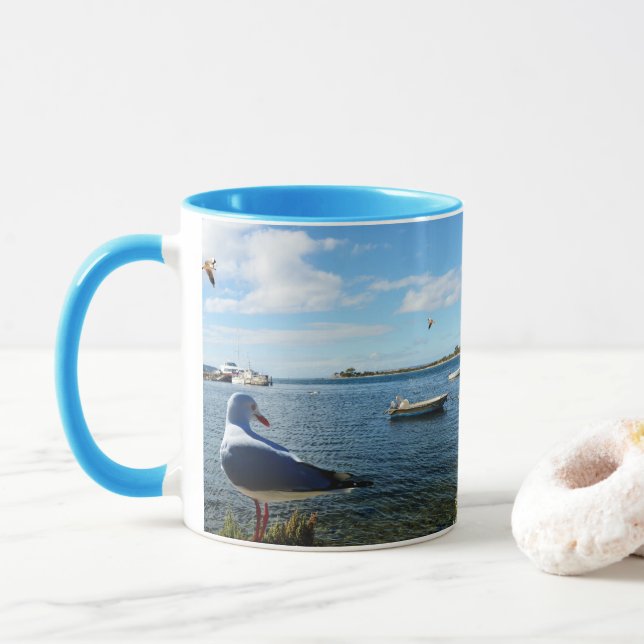Fiskmås, havs och havsområden, mugg (Med munk)