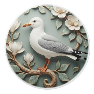Fiskmås Havsmås Fågel Art Nouveau Falsk Relief Min Knopp