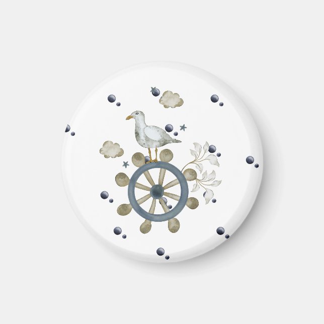 Fiskmås Hitching A Ride Magnet (Framsidan)
