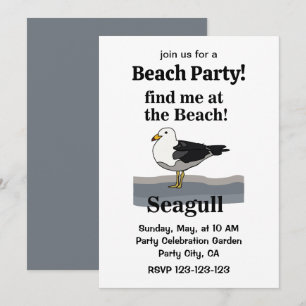 Fiskmås hittar mig vid Beach-flodens flotta Party Inbjudningar