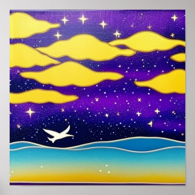 Fiskmås i molnen Poster (Framsidan)