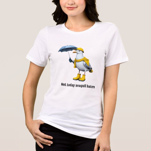 Fiskmås i Rain Boots - Beach Humor T Shirt (Framsida)