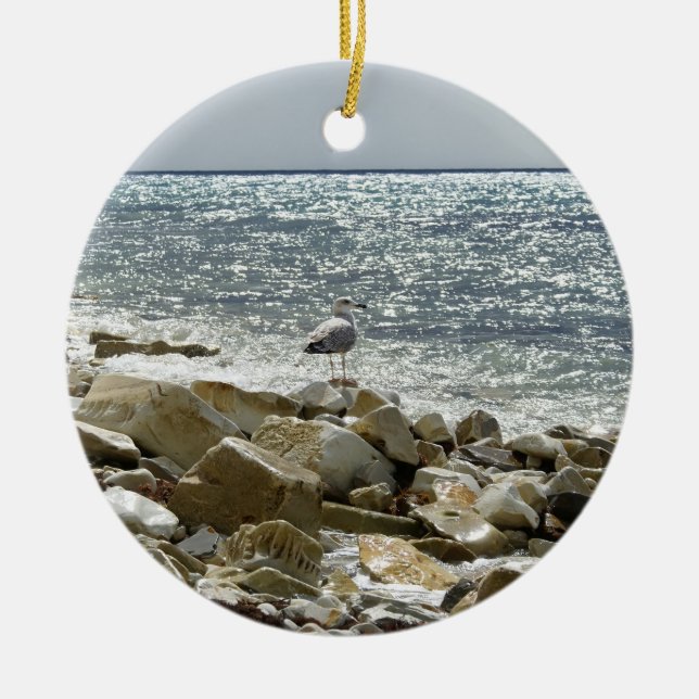 Fiskmås Julgransprydnad Keramik (Framsidan)